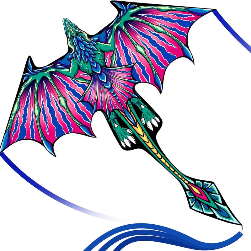 Doinfly Kite- Classical Dragon Kite ，Pink Wings Dragon Kites for Kids and Adults,Easy to Fly for Beginner Easter 57.1inch x 63inch Single Line with Tail - Image 1